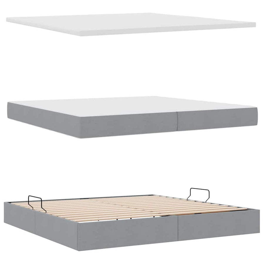 Opslag bed met matras Lichtgrijs 200 x 200 cm Nep Leer