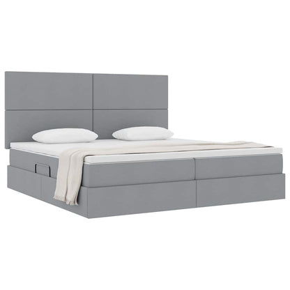 Opslag bed met matras Lichtgrijs 200 x 200 cm Nep Leer