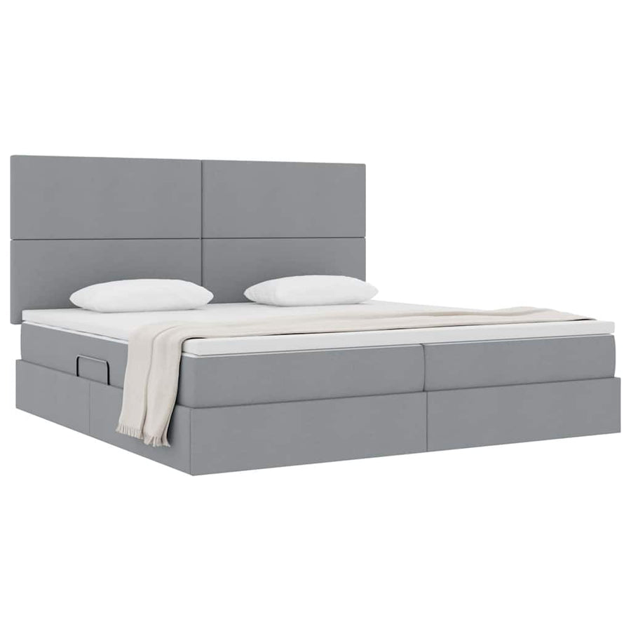 Opslag bed met matras Lichtgrijs 200 x 200 cm Nep Leer