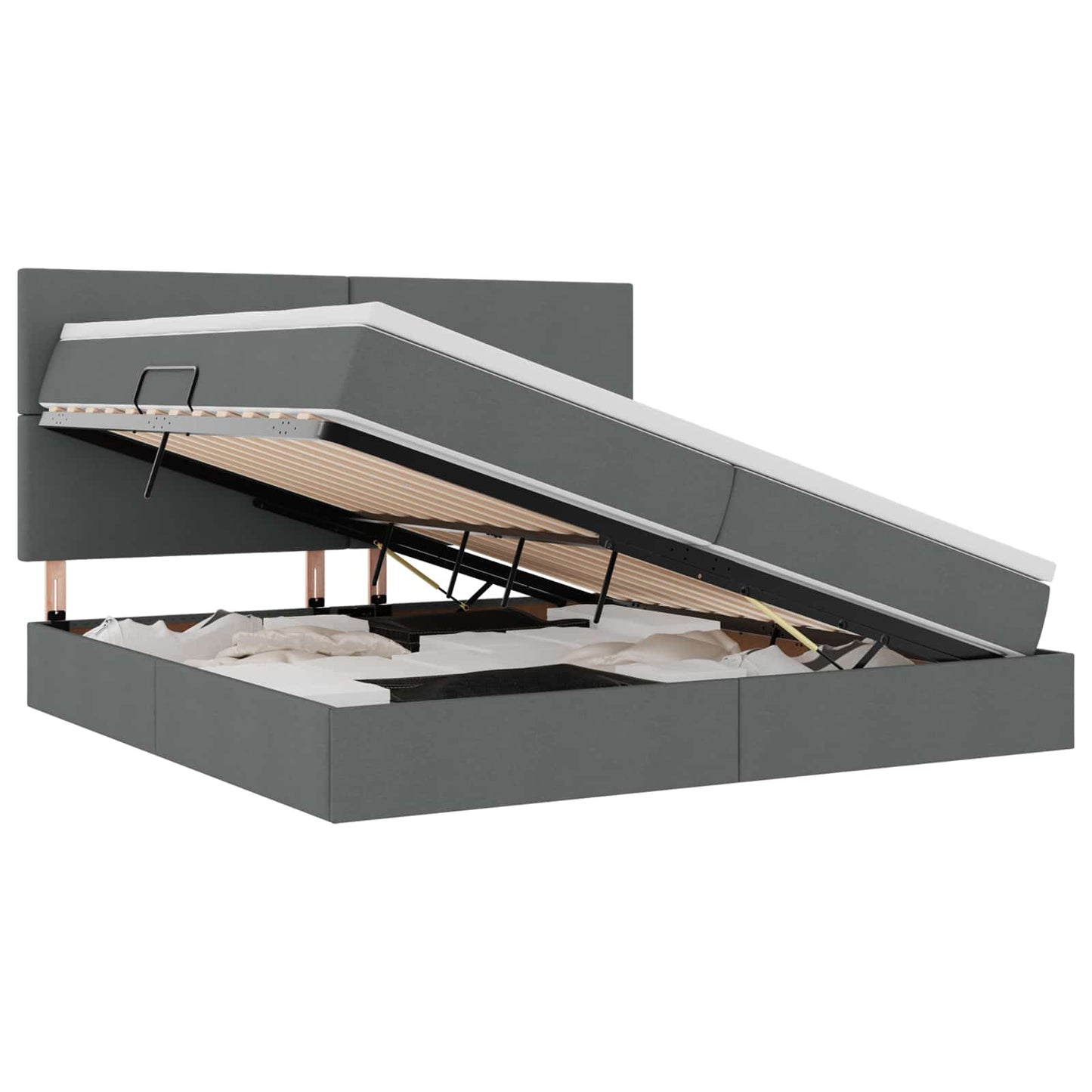 Opslag Bed Met Matras Polyester Donkergrijs 200 x 200 cm Effen ontwerp