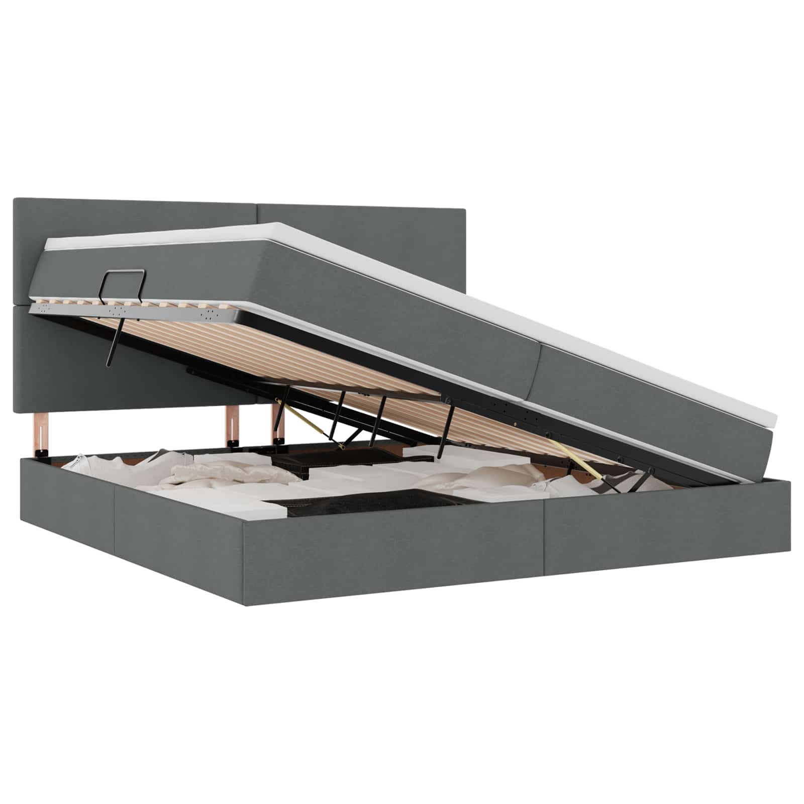 Opslag Bed Met Matras Polyester Donkergrijs 200 x 200 cm Effen ontwerp