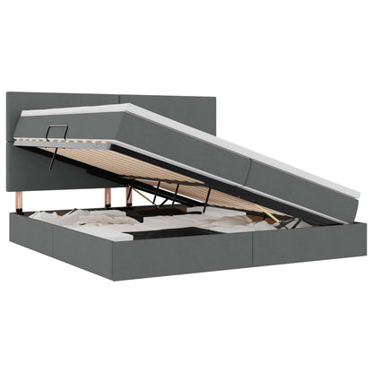 Opslag Bed Met Matras Polyester Donkergrijs 200 x 200 cm Effen ontwerp