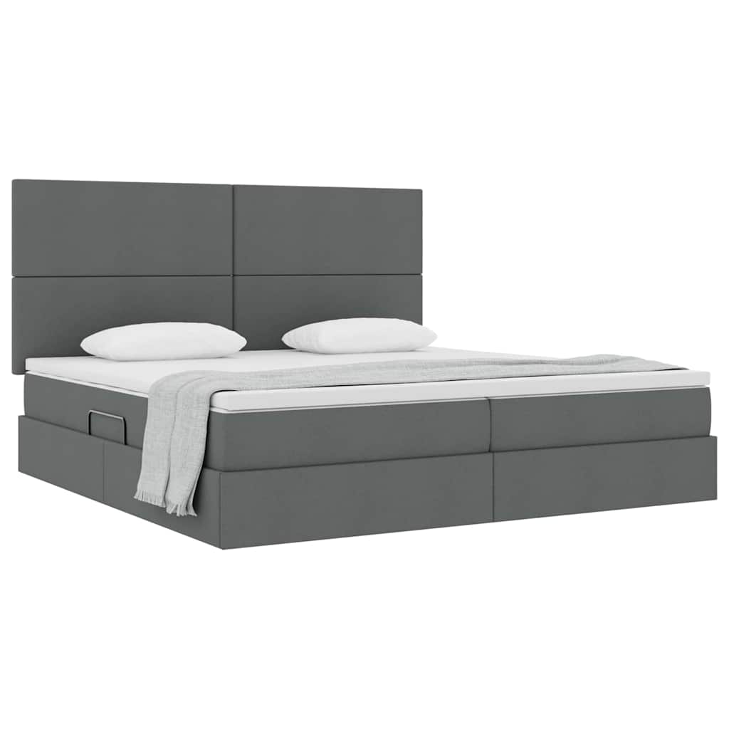 Opslag Bed Met Matras Polyester Donkergrijs 200 x 200 cm Effen ontwerp
