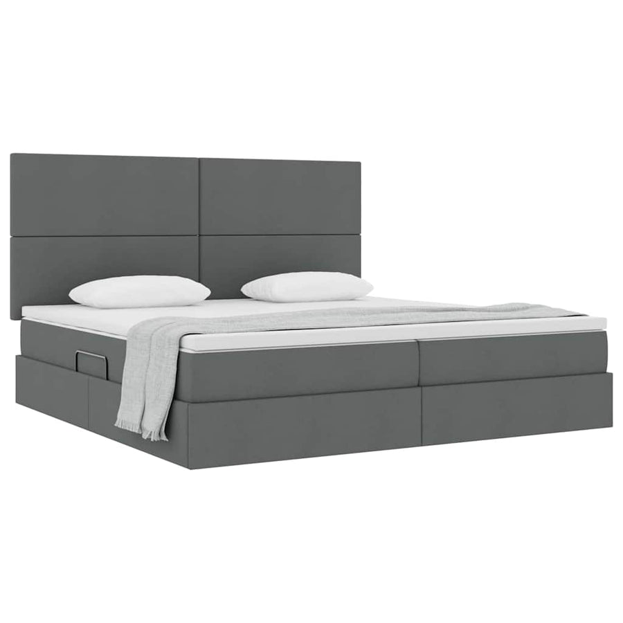 Opslag Bed Met Matras Polyester Donkergrijs 200 x 200 cm Effen ontwerp