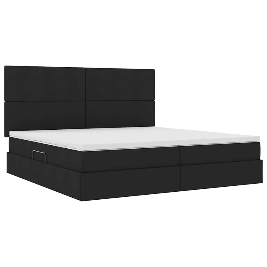 Opslag bed met matras met opslag Zwart 200 x 200 cm Nep Leer