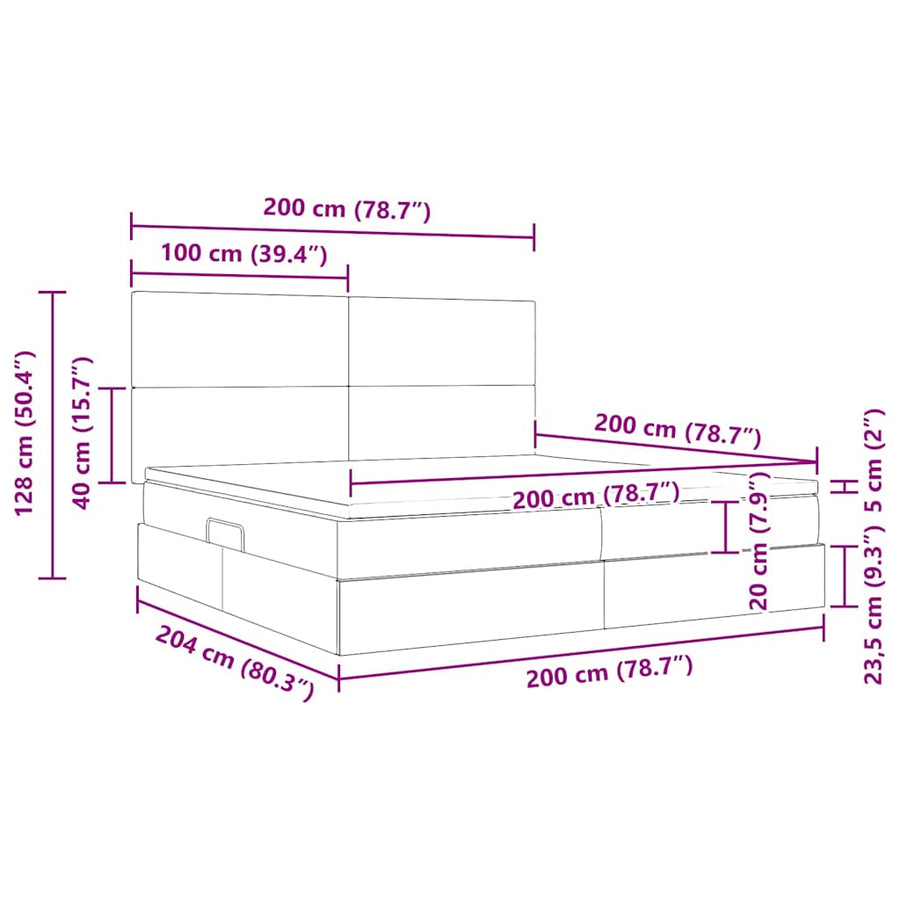 Opslag bed met matras met opslag Zwart 200 x 200 cm Nep Leer