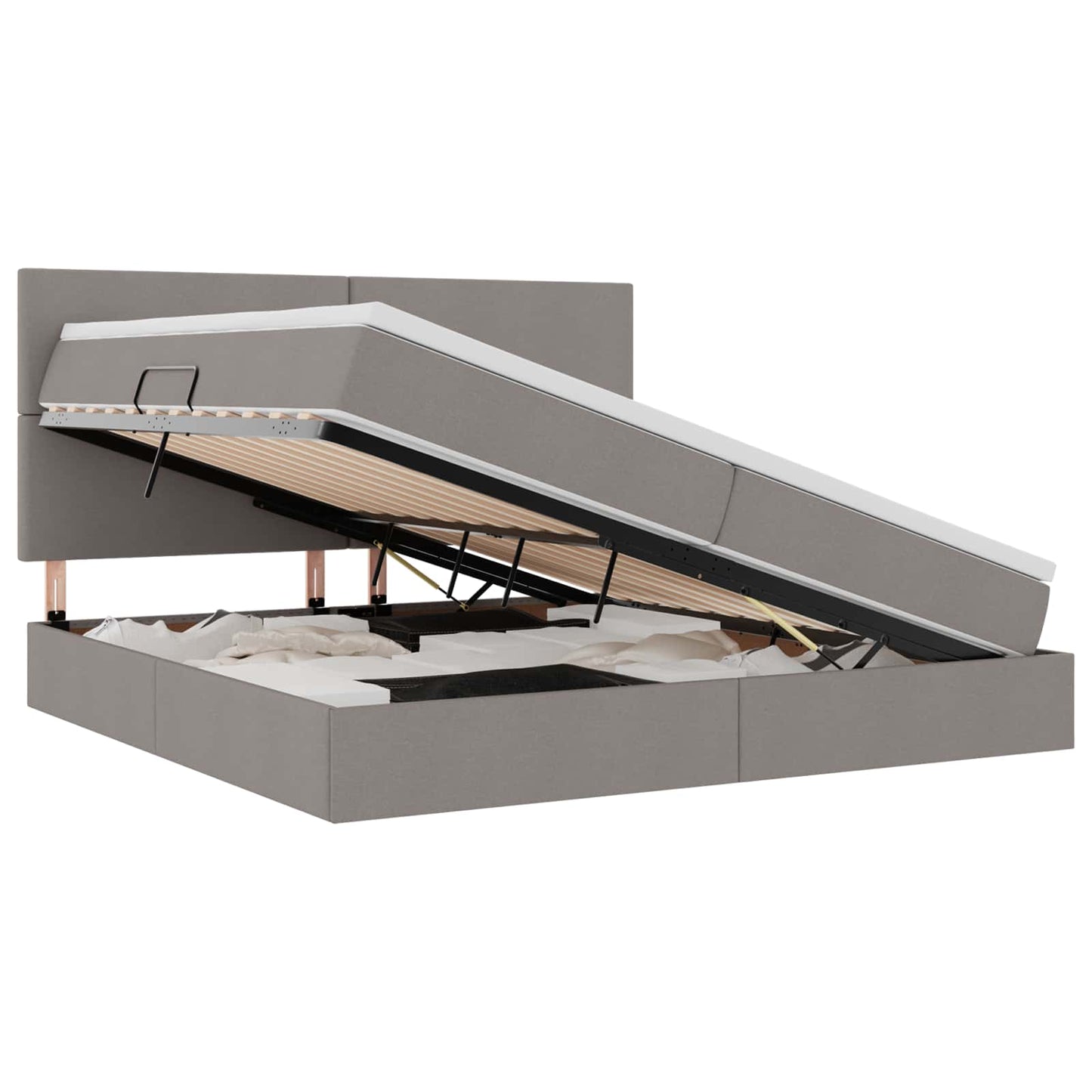 Opslag Bed Met Matras Met Matras Polyester Taupe 200 x 200 cm Effen ontwerp