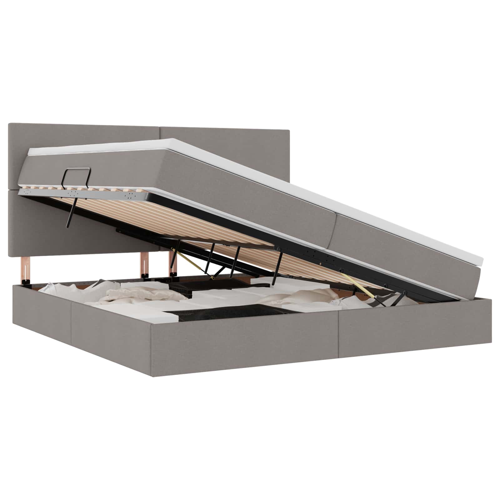 Opslag Bed Met Matras Met Matras Polyester Taupe 200 x 200 cm Effen ontwerp