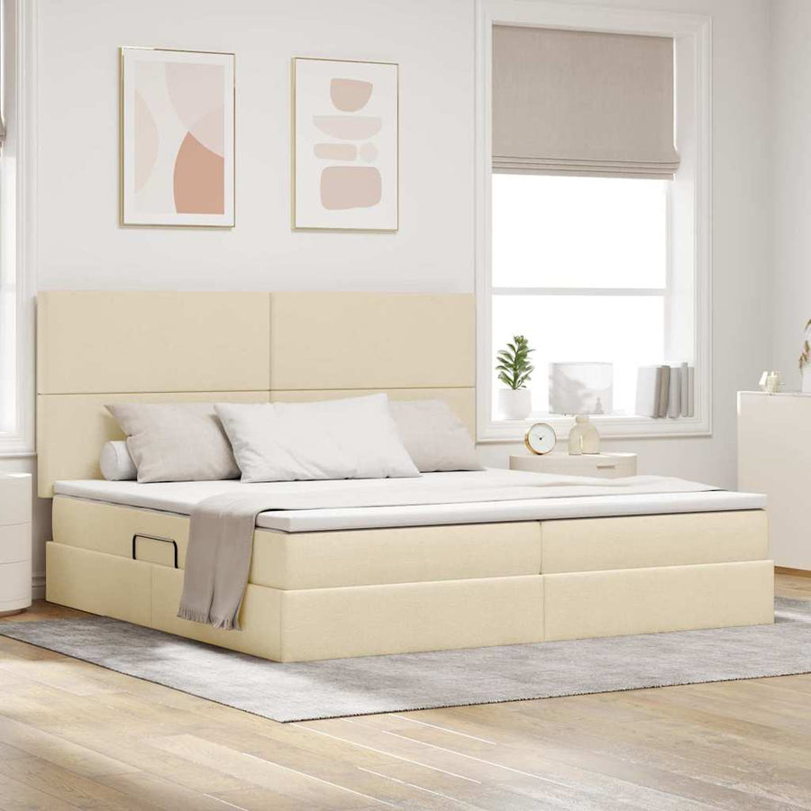 Opslag bed met matras met matras Crème 200 x 200 cm Polyester