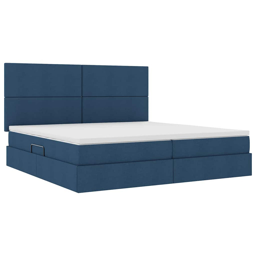 Opslag bed met matras met opslag Blauw 200 x 200 cm Nep Leer