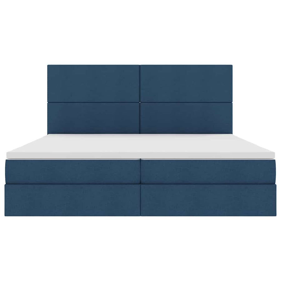 Opslag bed met matras met opslag Blauw 200 x 200 cm Nep Leer