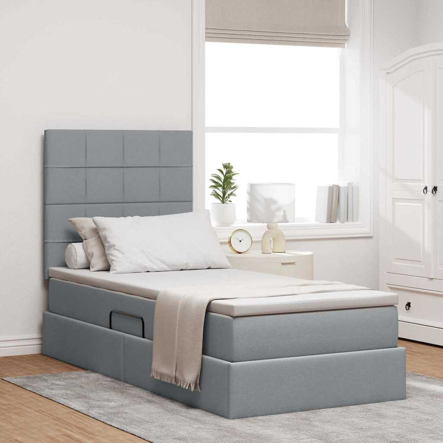Opslag bed met matras Lichtgrijs 90 x 190 cm Polyester