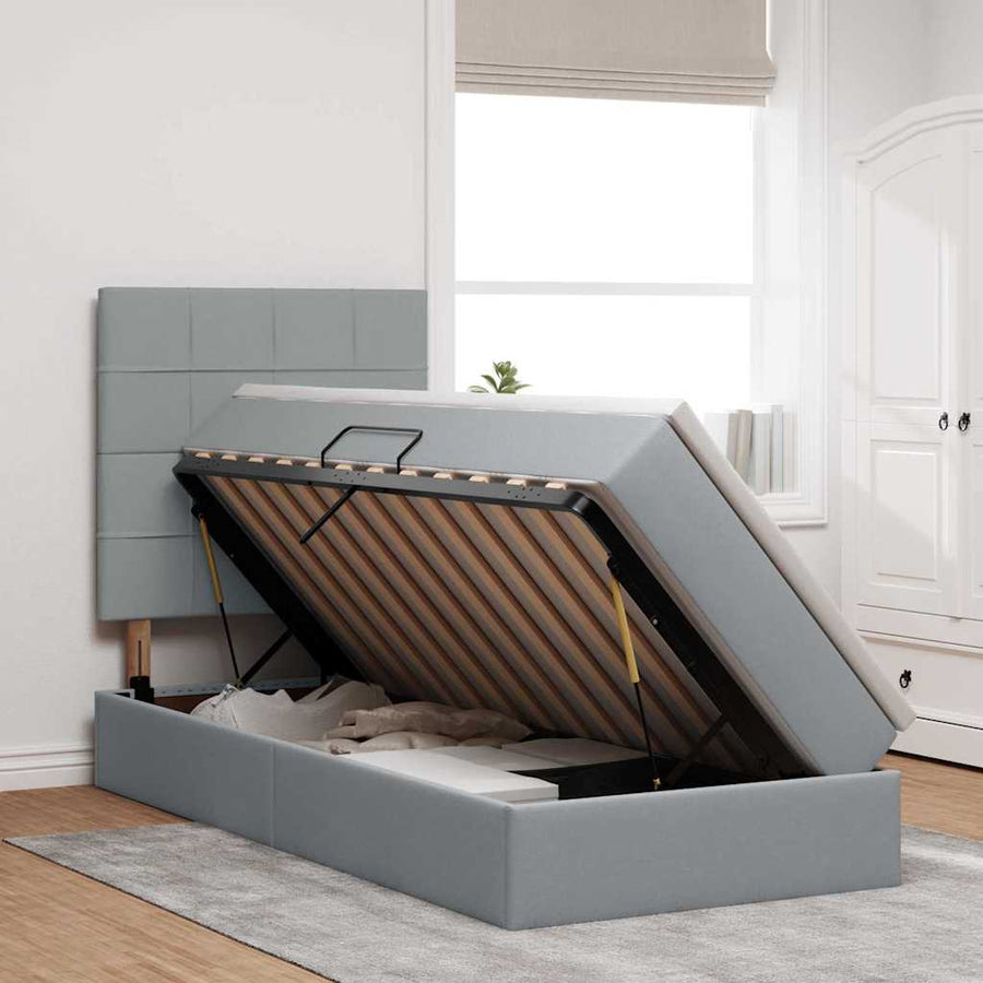 Opslag bed met matras Lichtgrijs 90 x 190 cm Polyester