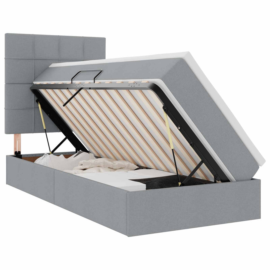 Opslag bed met matras Lichtgrijs 90 x 190 cm Polyester