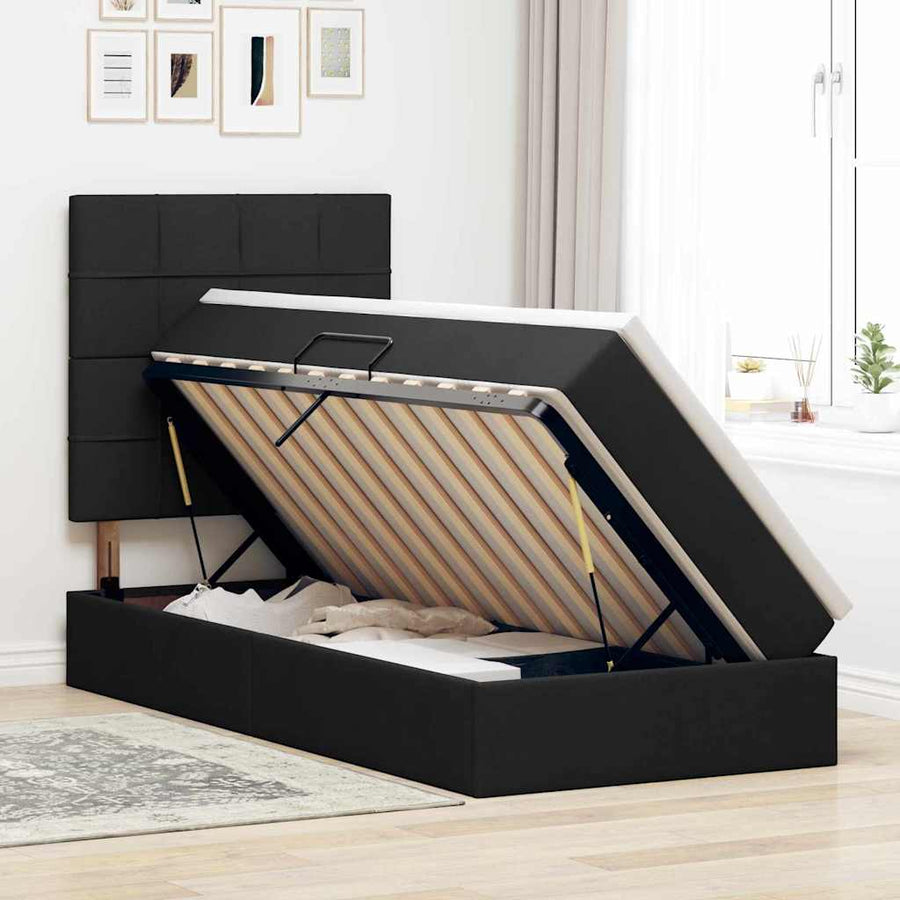 Opslag bed met matras met matras Zwart 90 x 190 cm Polyester