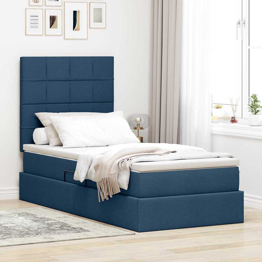 Opslag bed met matras met matras Blauw 90 x 190 cm Polyester