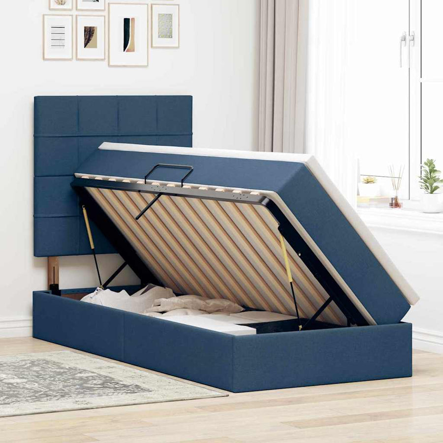 Opslag bed met matras met matras Blauw 90 x 190 cm Polyester