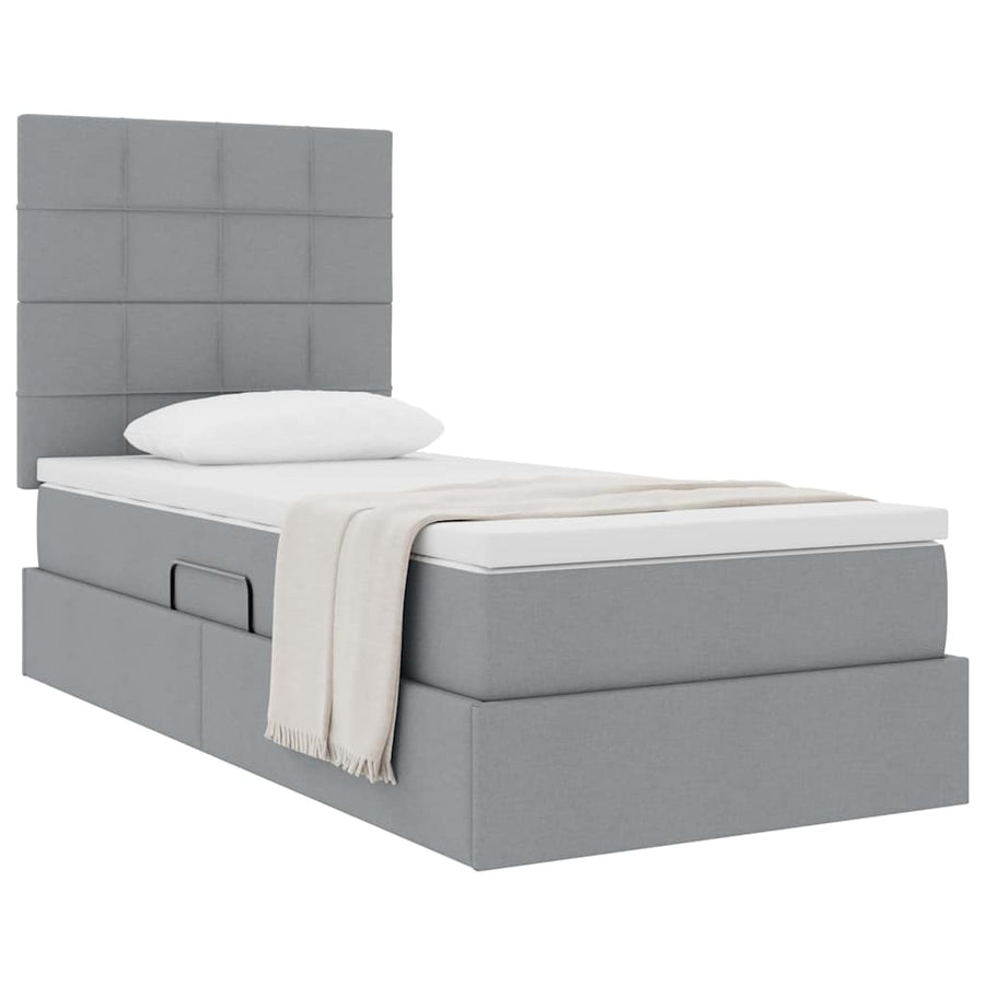 Opslag bed met matras Lichtgrijs 90 x 200 cm Polyester