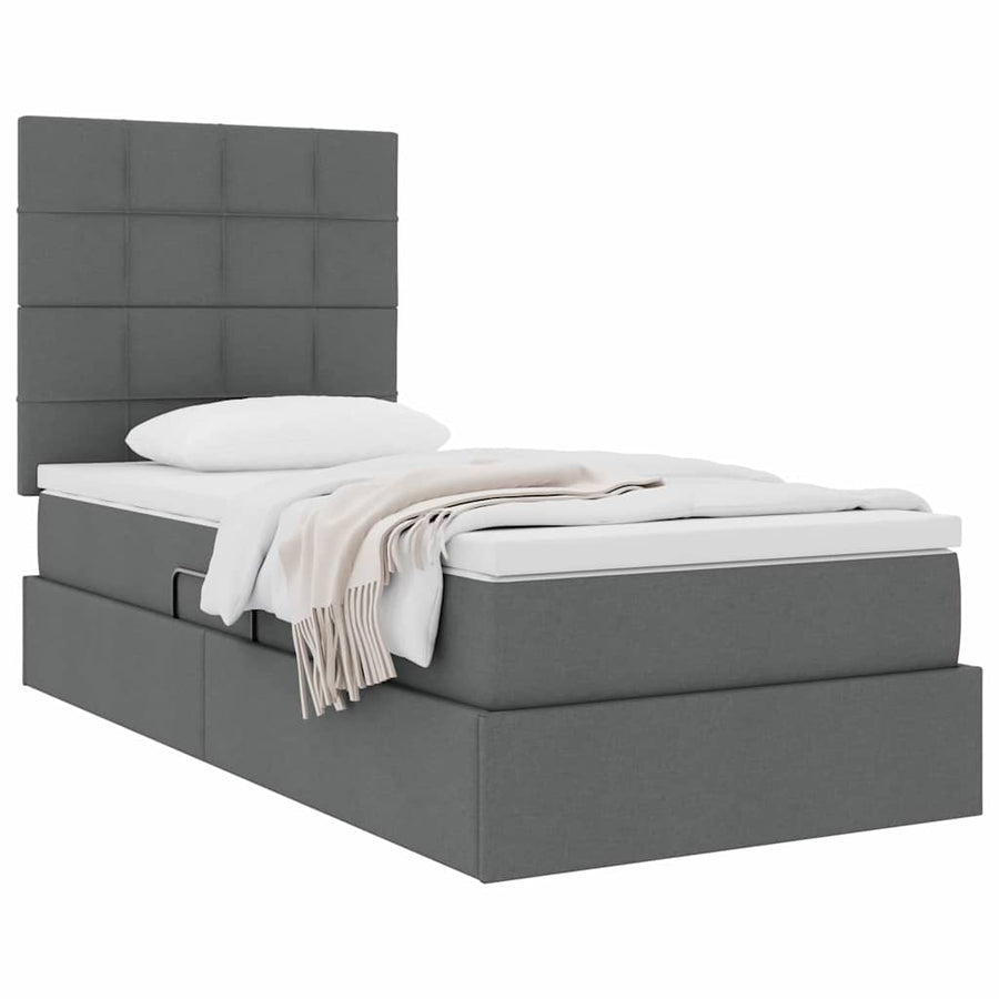 Opslag bed met matras Donkergrijs 90 x 200 cm Polyester