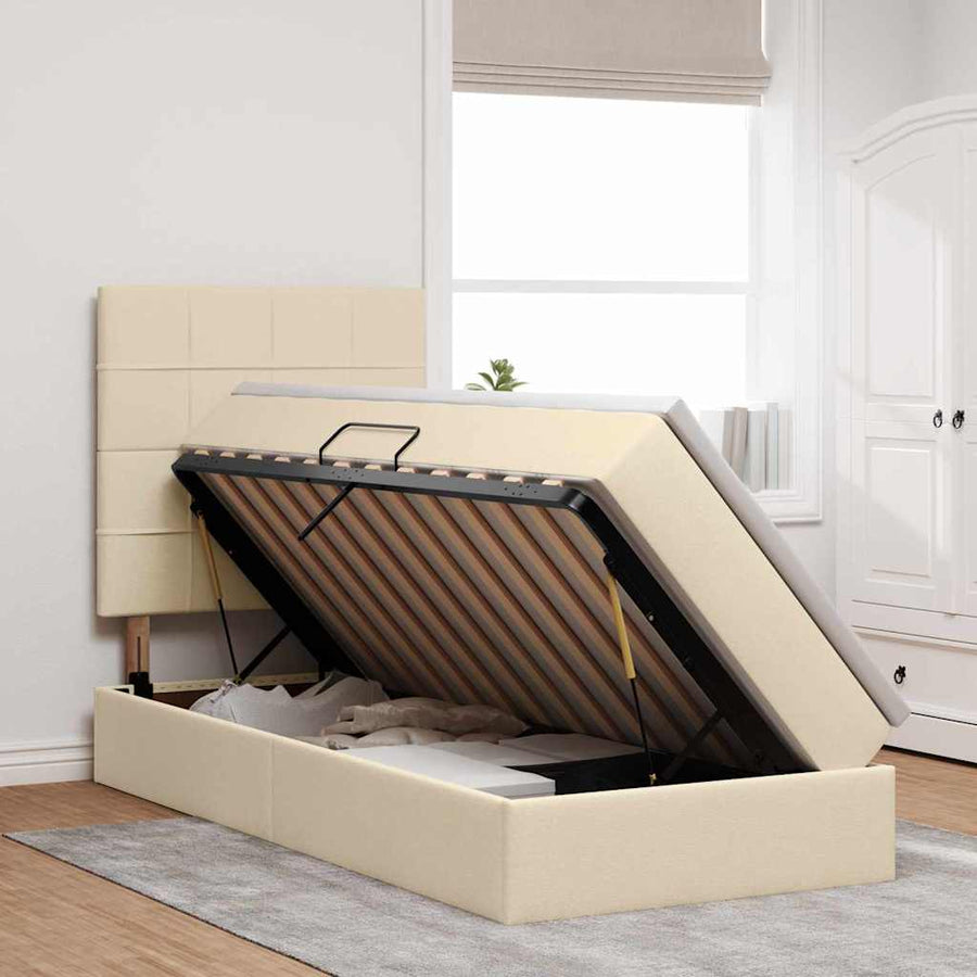 Opslag bed met matras met matras Crème 100 x 200 cm Polyester
