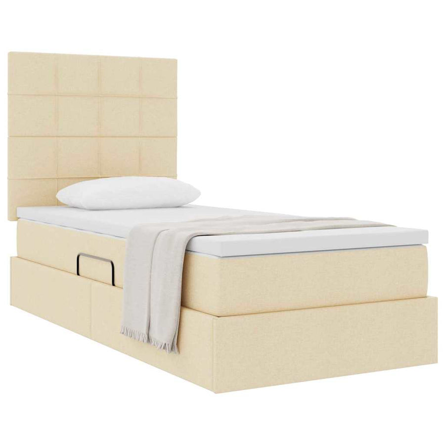 Opslag bed met matras met matras Crème 100 x 200 cm Polyester