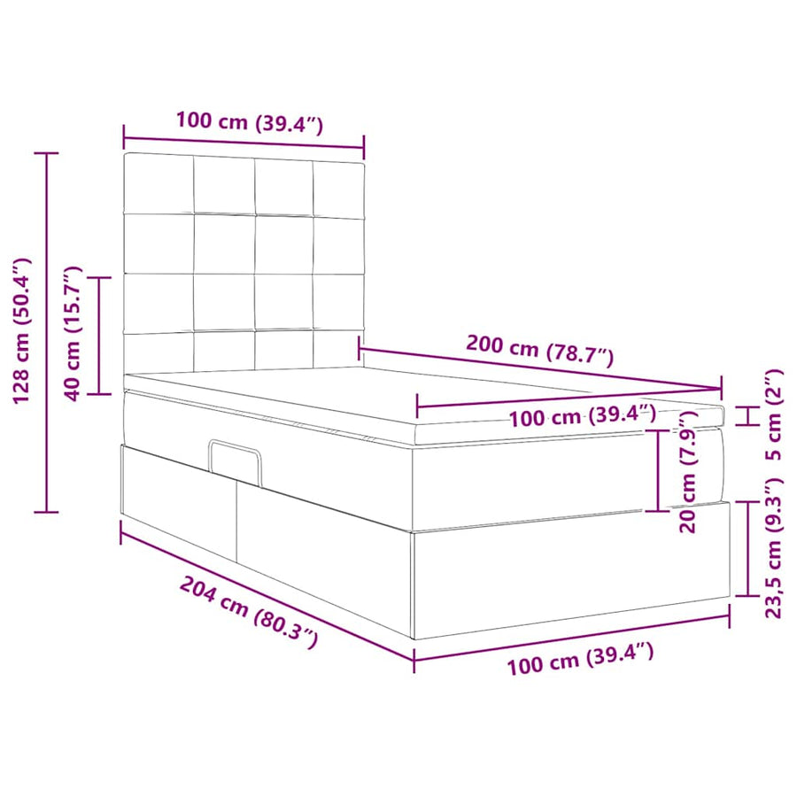 Opslag bed met matras met matras Blauw 100 x 200 cm Polyester