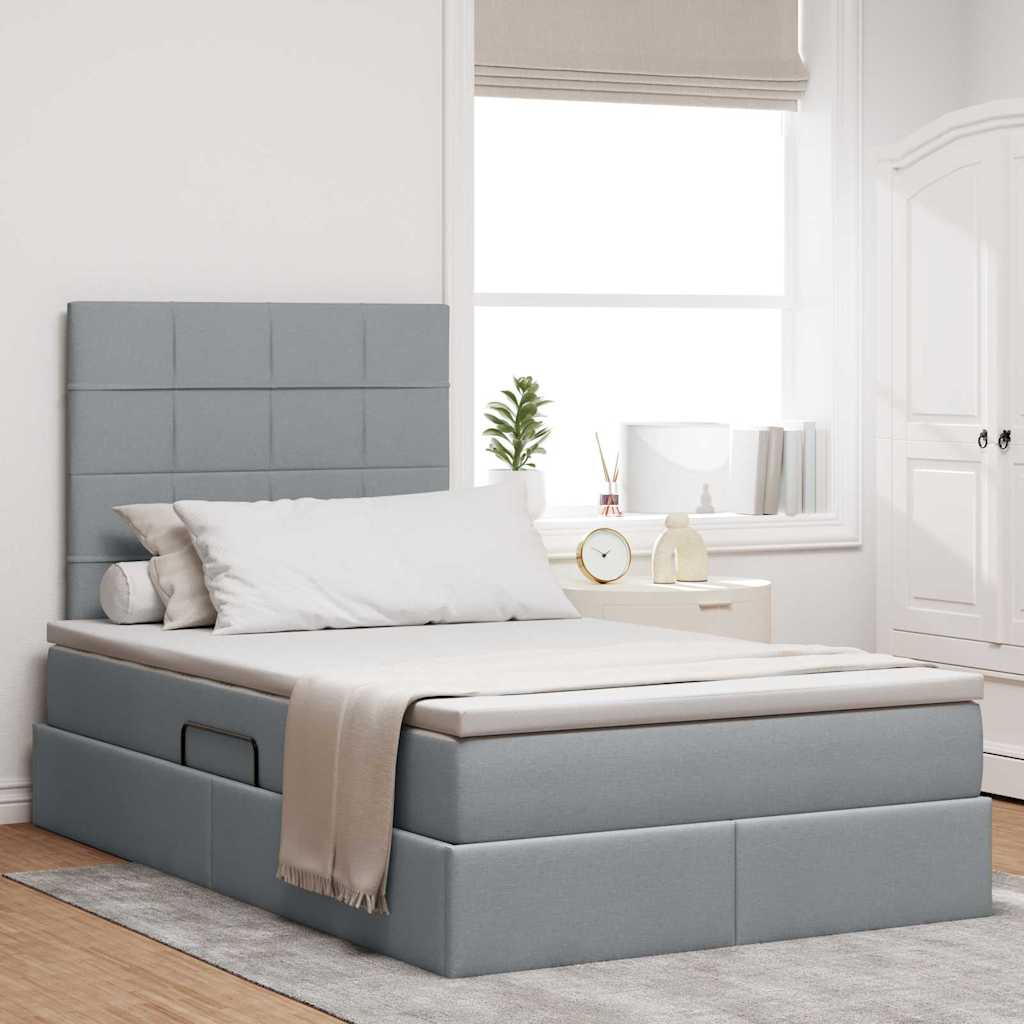 Opslag bed met matras Lichtgrijs 120 x 190 cm Nep Leer
