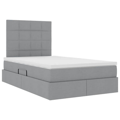 Opslag bed met matras Lichtgrijs 120 x 190 cm Nep Leer