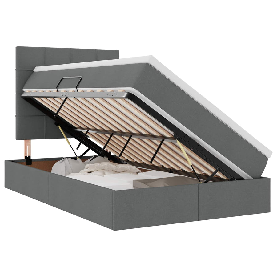 Opslag bed met matras Donkergrijs 120 x 190 cm Nep Leer