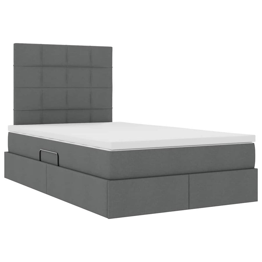 Opslag bed met matras Donkergrijs 120 x 190 cm Nep Leer