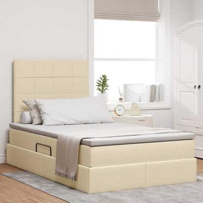 Opslag bed met matras met matras Crème 120 x 190 cm Stof