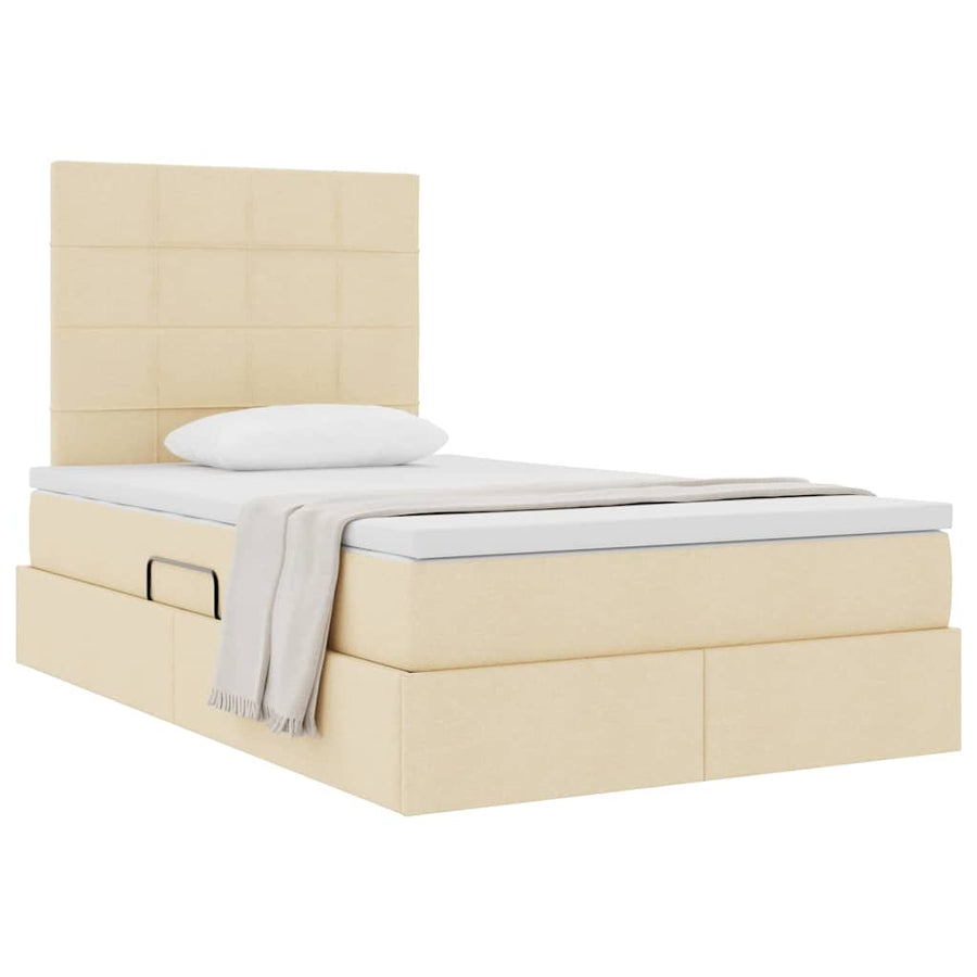 Opslag bed met matras met matras Crème 120 x 190 cm Stof