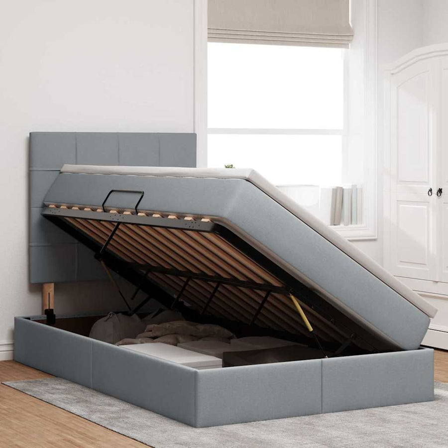 Opslag bed met matras Lichtgrijs 120 x 200 cm Nep Leer