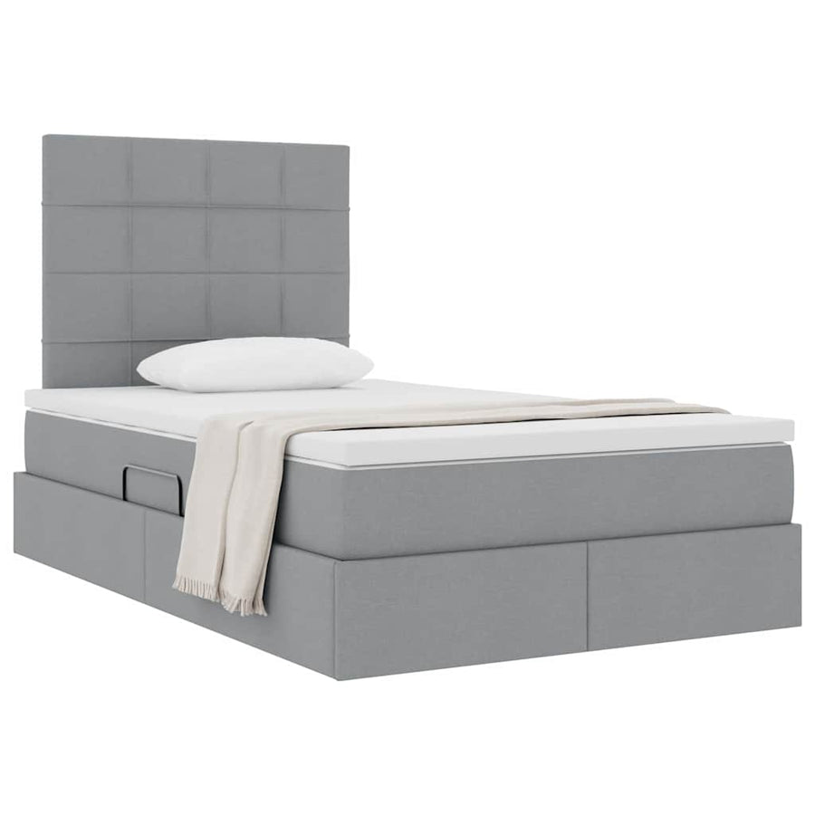 Opslag bed met matras Lichtgrijs 120 x 200 cm Nep Leer