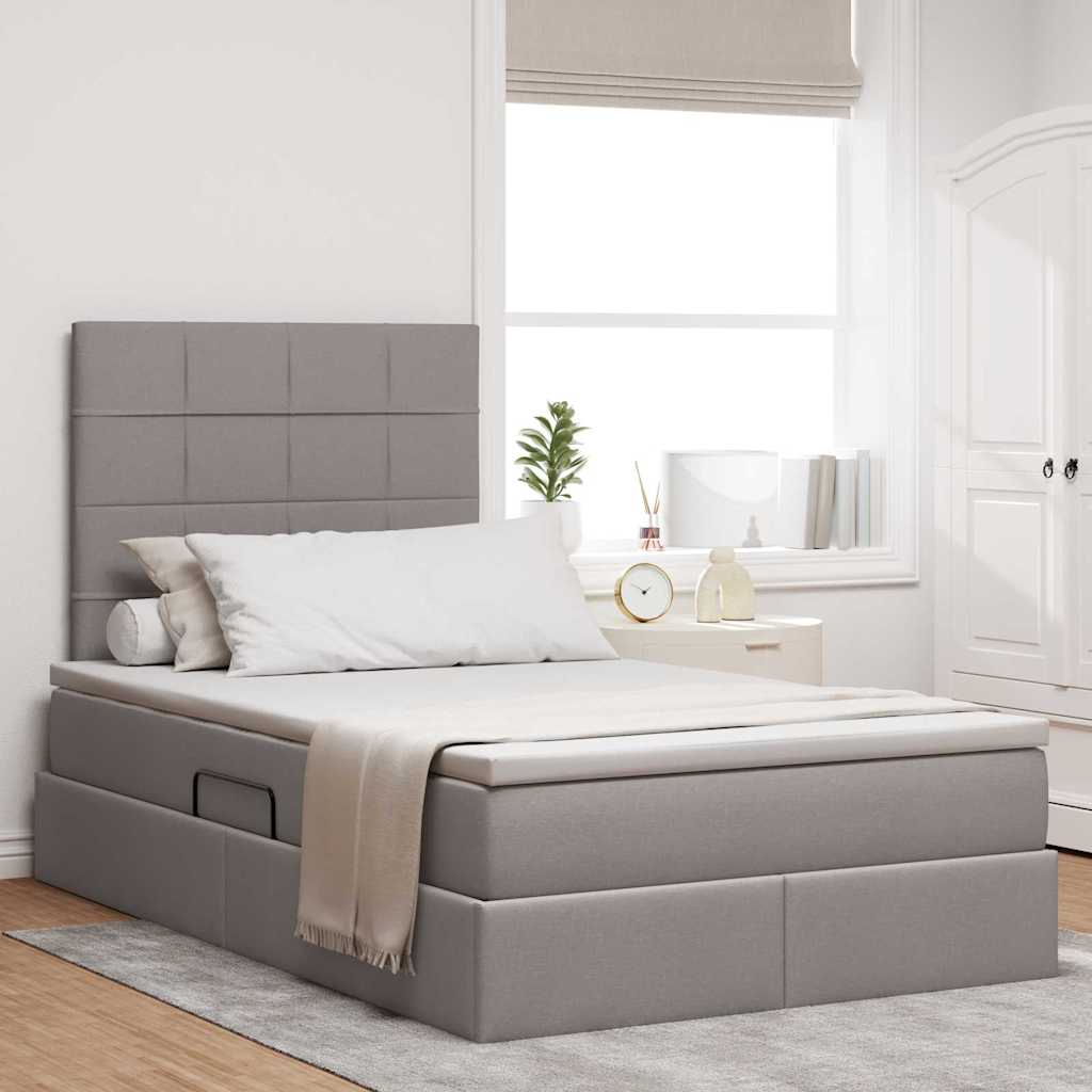 Opslag bed met matras met opslag Taupe 120 x 200 cm Nep Leer