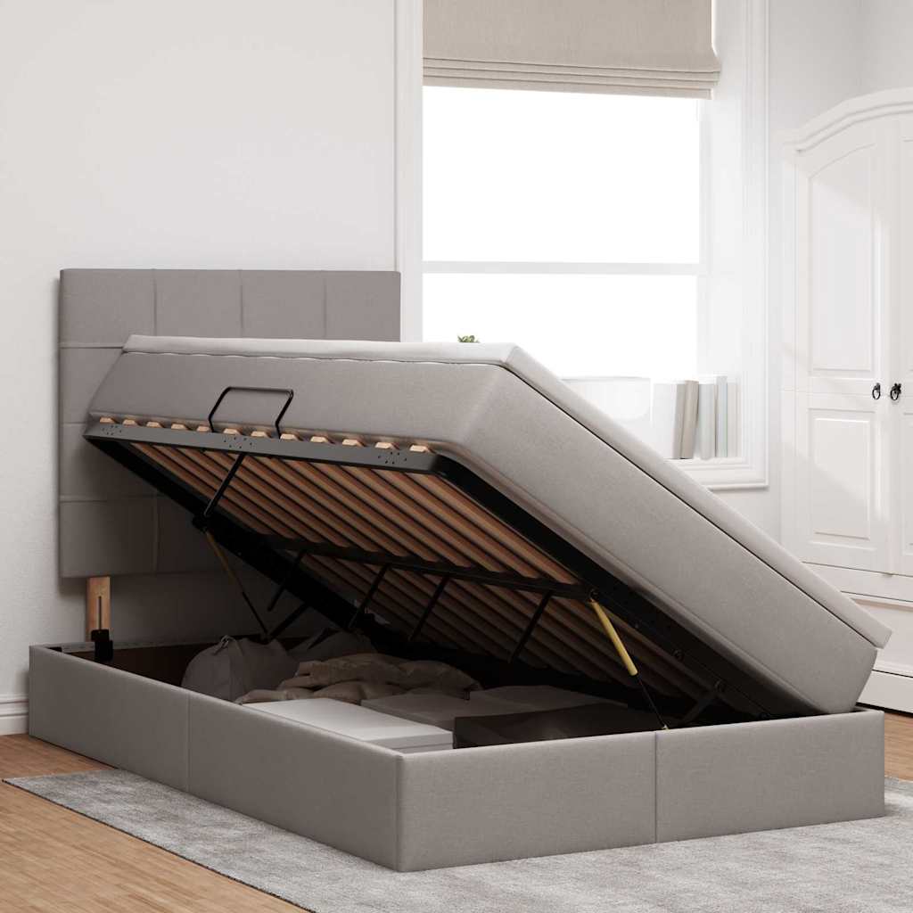 Opslag bed met matras met opslag Taupe 120 x 200 cm Nep Leer