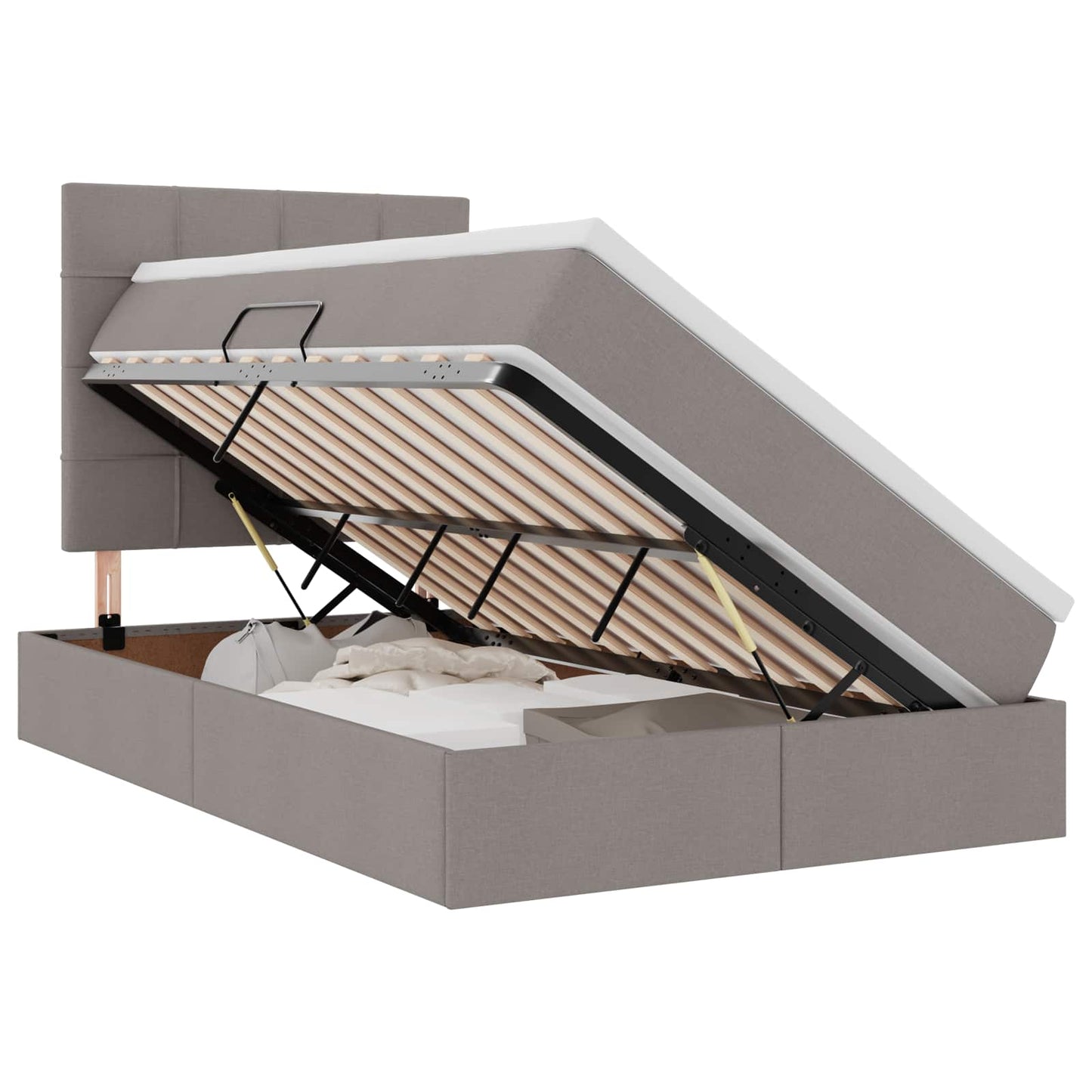 Opslag bed met matras met opslag Taupe 120 x 200 cm Nep Leer
