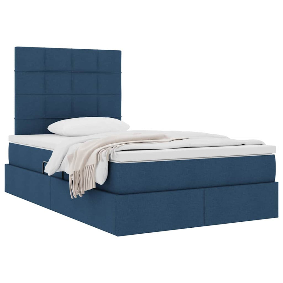 Opslag bed met matras met opslag Blauw 120 x 200 cm Nep Leer