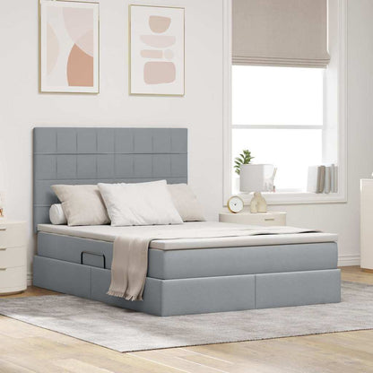 Opslag bed met matras Lichtgrijs 140 x 190 cm Nep Leer