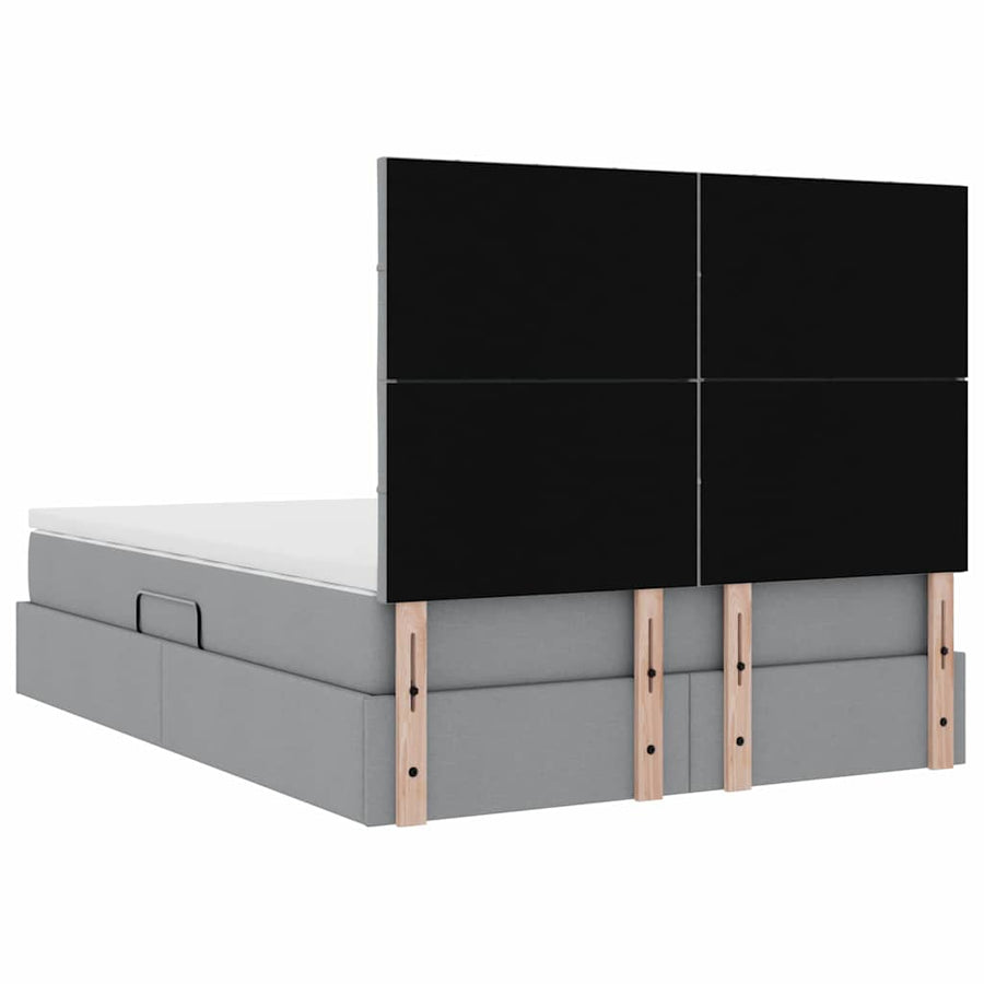 Opslag bed met matras Lichtgrijs 140 x 190 cm Nep Leer