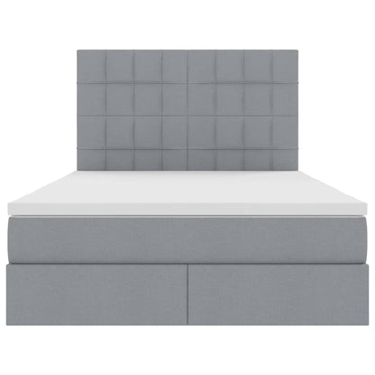 Opslag bed met matras Lichtgrijs 140 x 190 cm Nep Leer