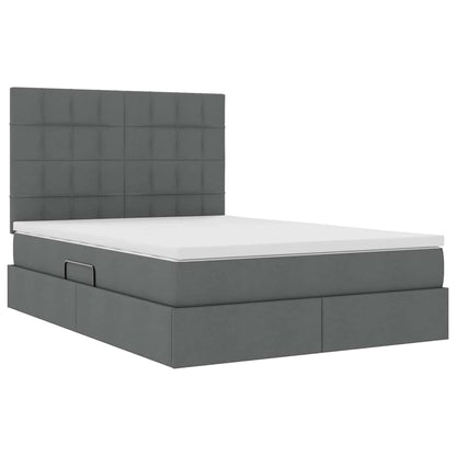 Opslag bed met matras Donkergrijs 140 x 190 cm Nep Leer