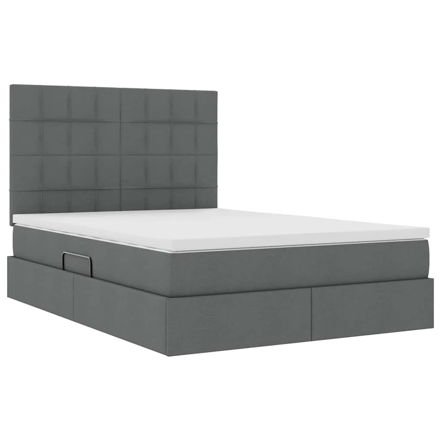 Opslag bed met matras Donkergrijs 140 x 190 cm Nep Leer