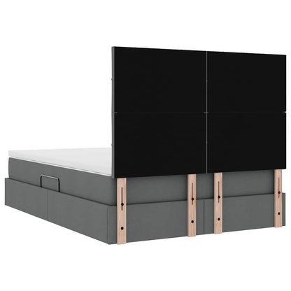 Opslag bed met matras Donkergrijs 140 x 190 cm Nep Leer