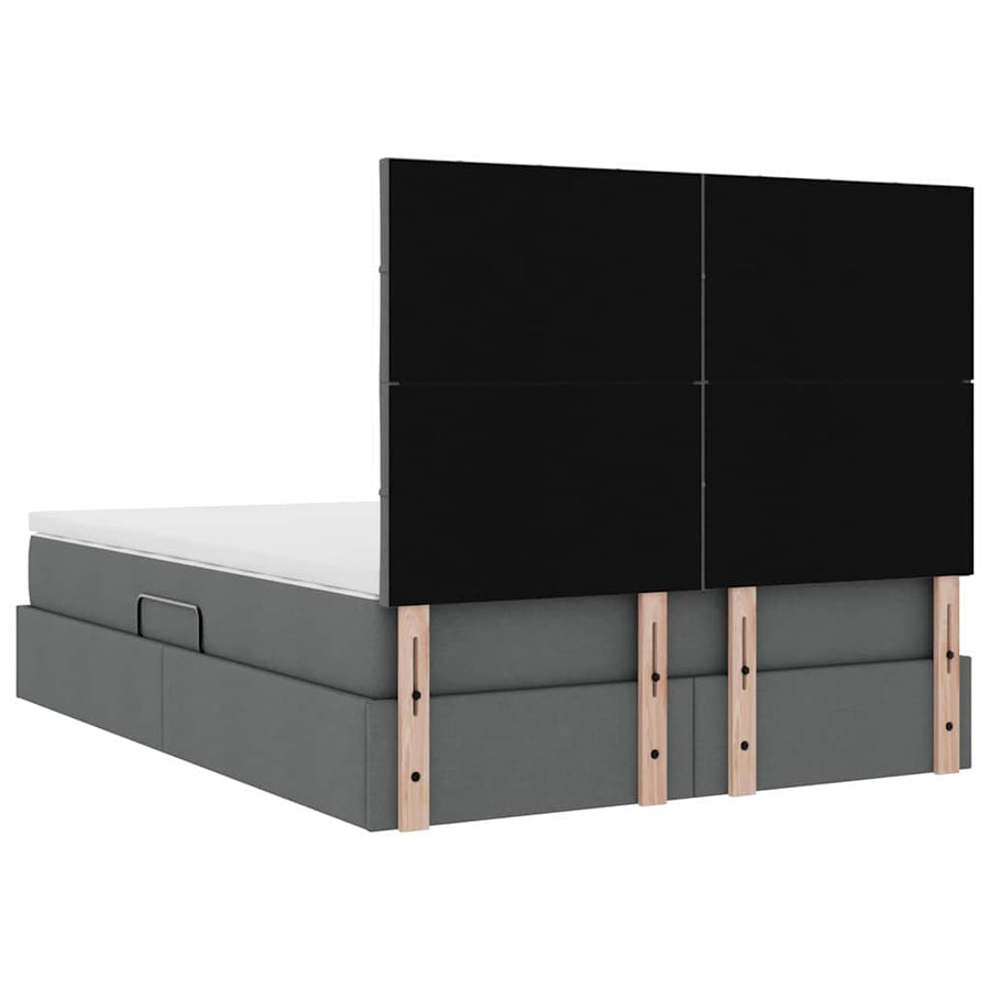 Opslag bed met matras Donkergrijs 140 x 190 cm Nep Leer
