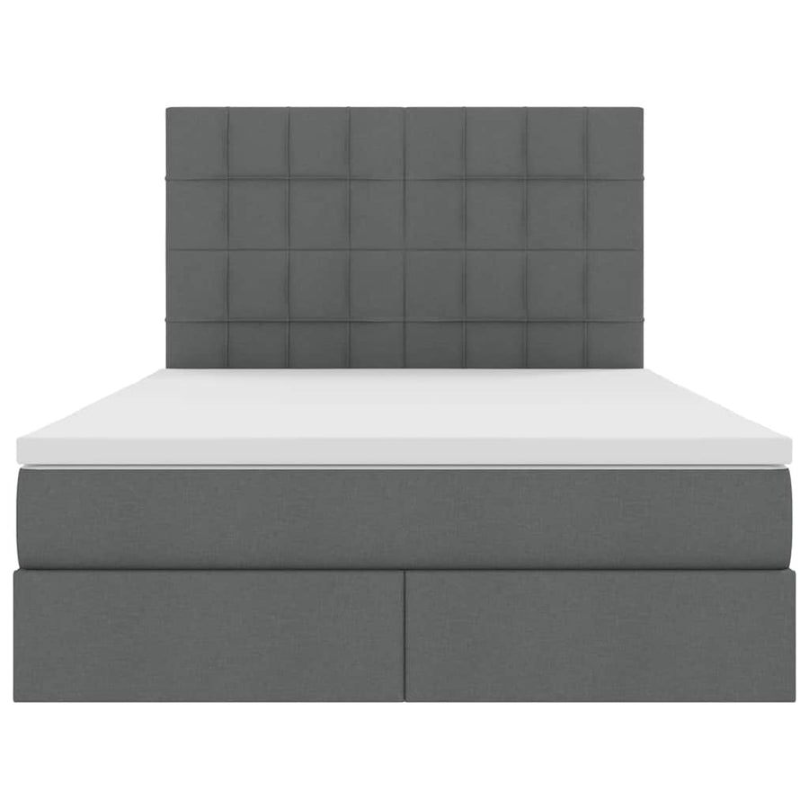 Opslag bed met matras Donkergrijs 140 x 190 cm Nep Leer