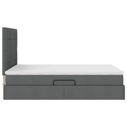 Opslag bed met matras Donkergrijs 140 x 190 cm Nep Leer
