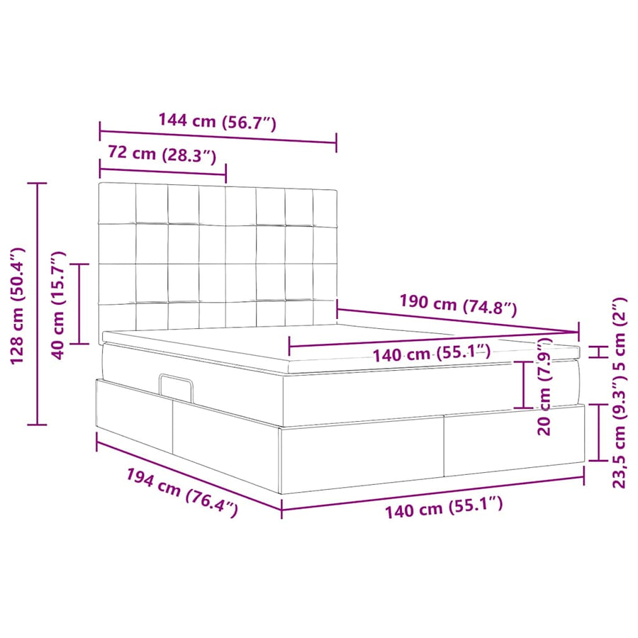 Opslag bed met matras met opslag Zwart 140 x 190 cm Nep Leer