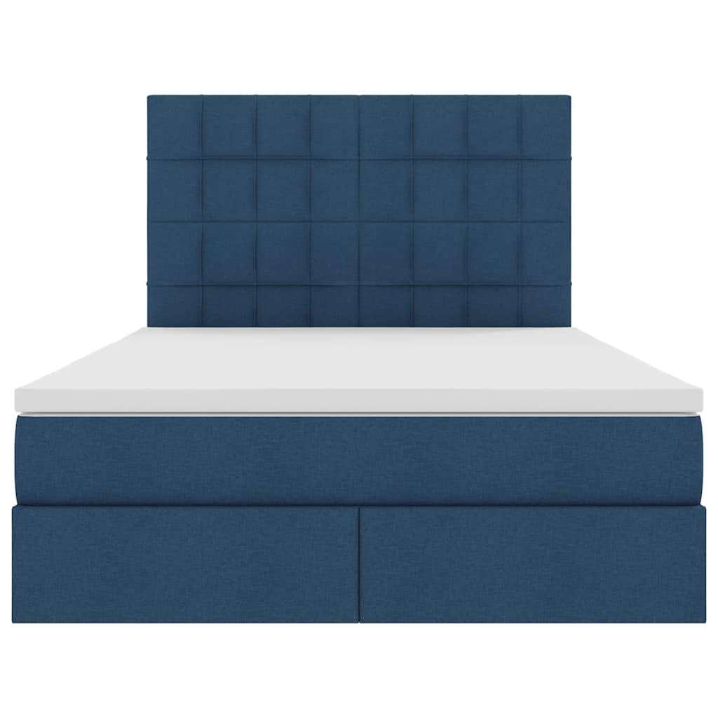 Opslag bed met matras met opslag Blauw 140 x 190 cm Nep Leer