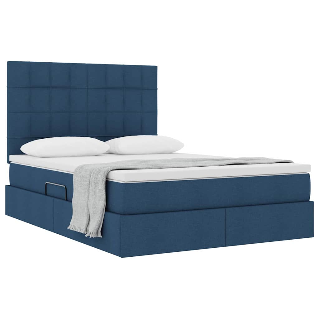 Opslag bed met matras met opslag Blauw 140 x 190 cm Nep Leer